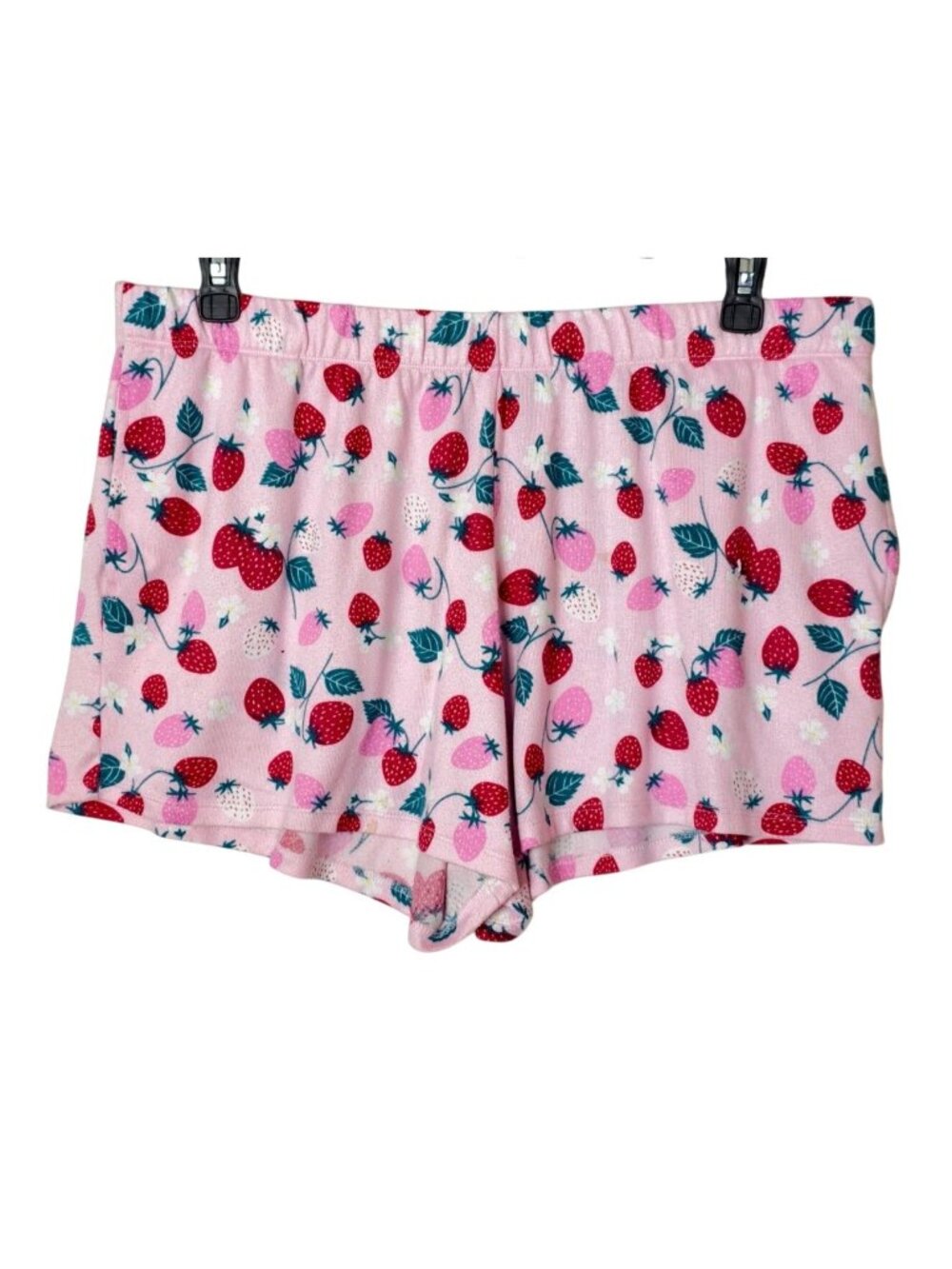 Joyspun Womens XL Strawberry Print Pj Shorts Pink Y2K Soft Sleepwear Lounge